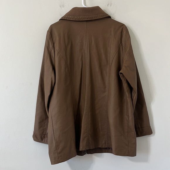 NWOT C.J. Banks Brown Faux Leather Bomber Full Zip Jacket Size 1X - Picture 7 of 9